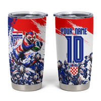 Personalized Croatia Marten Soccer Tumbler Cup Croatian Flag Abstract Brush Stroke