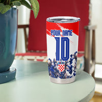 Personalized Croatia Marten Soccer Tumbler Cup Croatian Flag Abstract Brush Stroke