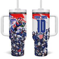 Personalized Croatia Marten Soccer Tumbler With Handle Croatian Flag Abstract Brush Stroke
