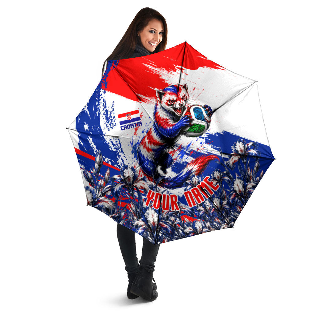 Personalized Croatia Marten Soccer Umbrella Croatian Flag Abstract Brush Stroke