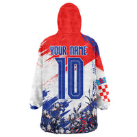 Personalized Croatia Marten Soccer Wearable Blanket Hoodie Croatian Flag Abstract Brush Stroke