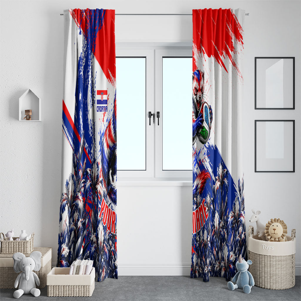 Personalized Croatia Marten Soccer Window Curtain Croatian Flag Abstract Brush Stroke