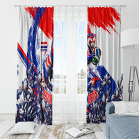 Personalized Croatia Marten Soccer Window Curtain Croatian Flag Abstract Brush Stroke