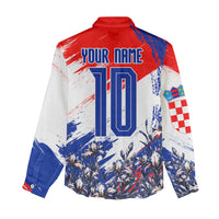 Personalized Croatia Marten Soccer Women Casual Shirt Croatian Flag Abstract Brush Stroke