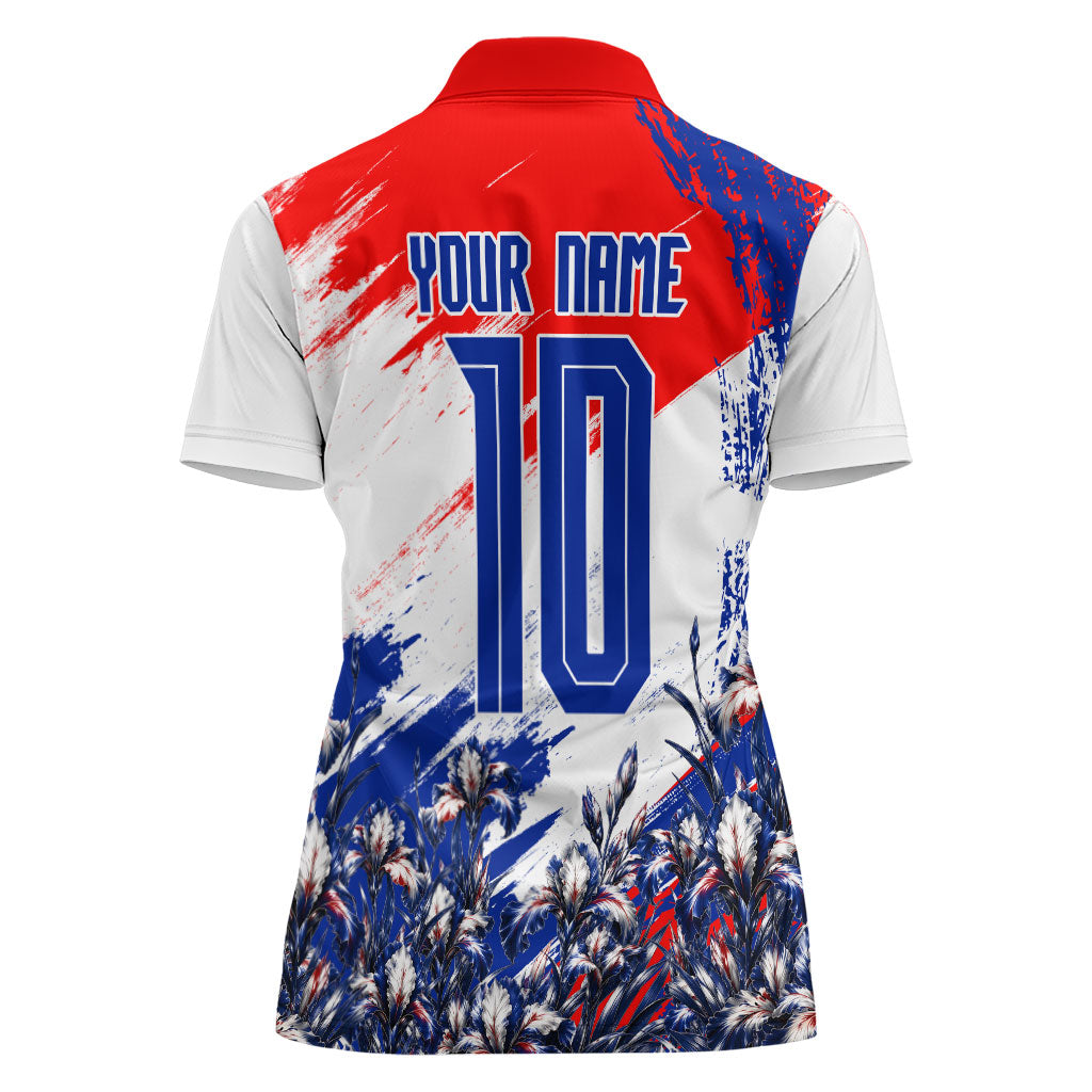 Personalized Croatia Marten Soccer Women Polo Shirt Croatian Flag Abstract Brush Stroke