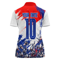 Personalized Croatia Marten Soccer Women Polo Shirt Croatian Flag Abstract Brush Stroke