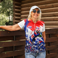 Personalized Croatia Marten Soccer Women Polo Shirt Croatian Flag Abstract Brush Stroke