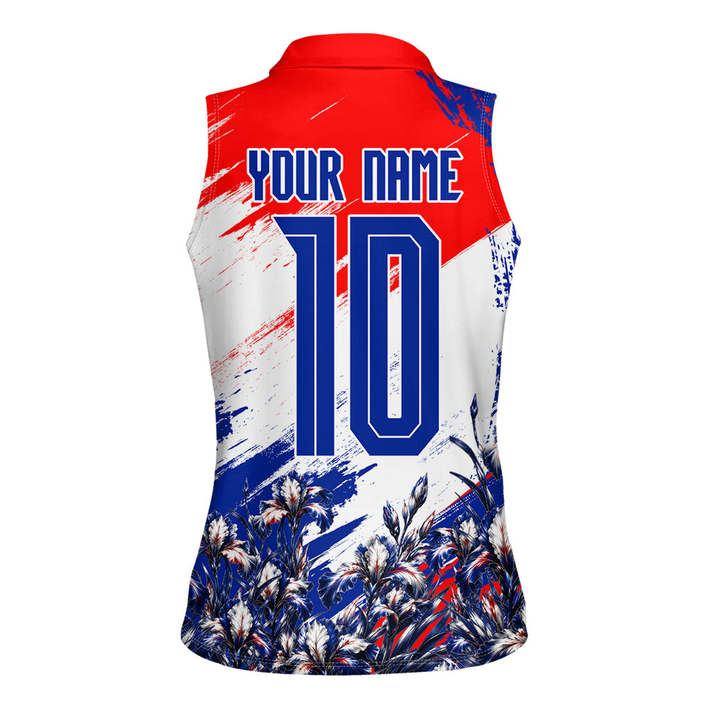 Personalized Croatia Marten Soccer Women Sleeveless Polo Shirt Croatian Flag Abstract Brush Stroke