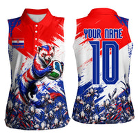 Personalized Croatia Marten Soccer Women Sleeveless Polo Shirt Croatian Flag Abstract Brush Stroke