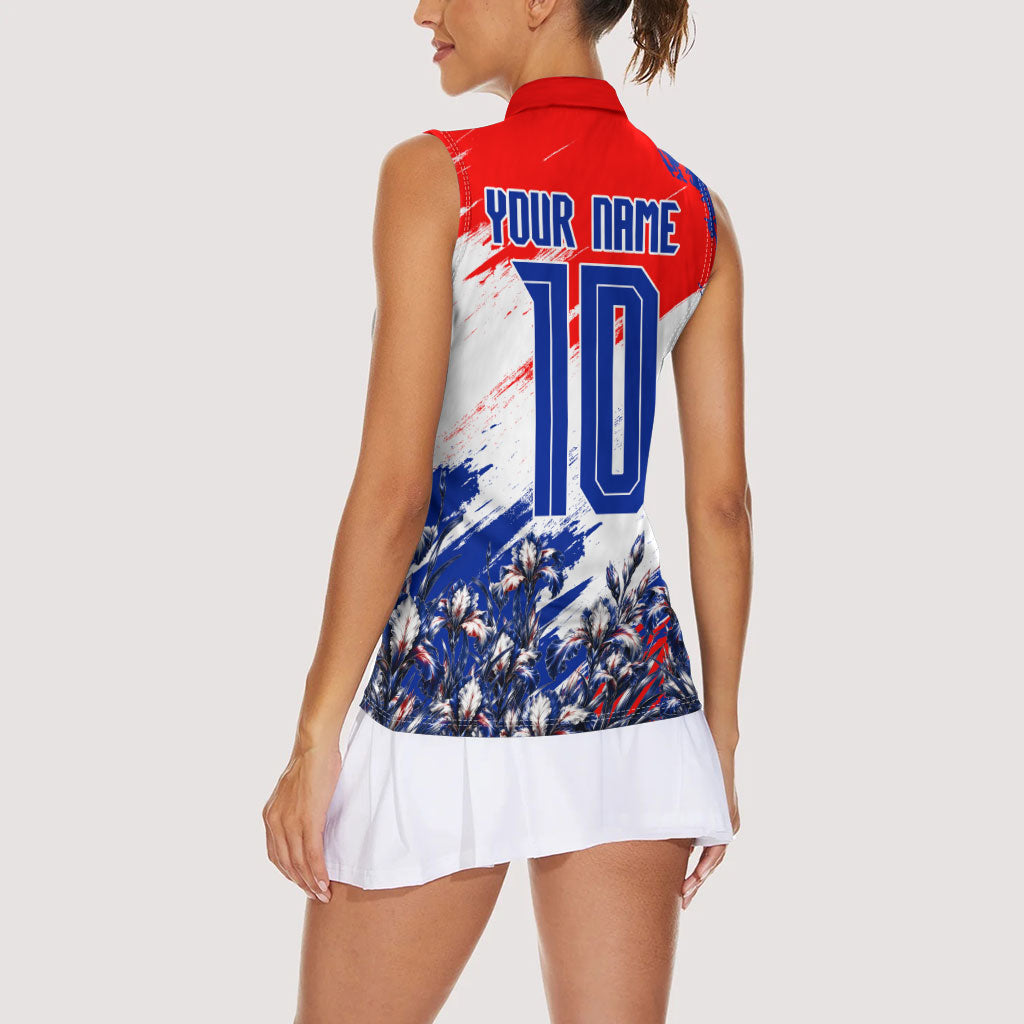 Personalized Croatia Marten Soccer Women Sleeveless Polo Shirt Croatian Flag Abstract Brush Stroke