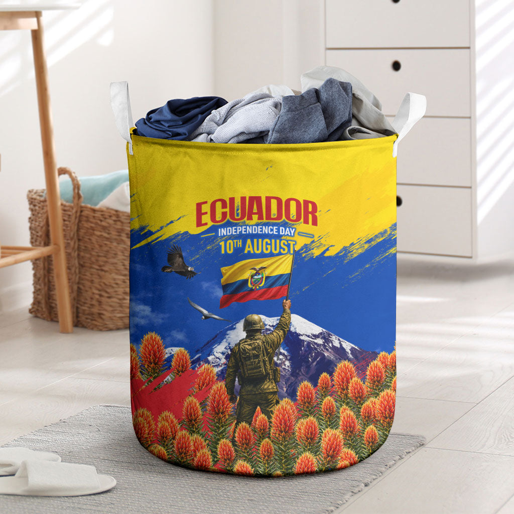 Ecuador Independence Day August 10 Laundry Basket Patriotic Heritage Virgin Statue And Soldier