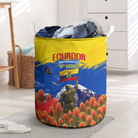 Ecuador Independence Day August 10 Laundry Basket Patriotic Heritage Virgin Statue And Soldier