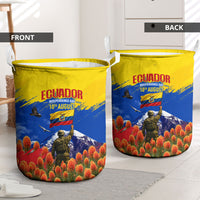 Ecuador Independence Day August 10 Laundry Basket Patriotic Heritage Virgin Statue And Soldier