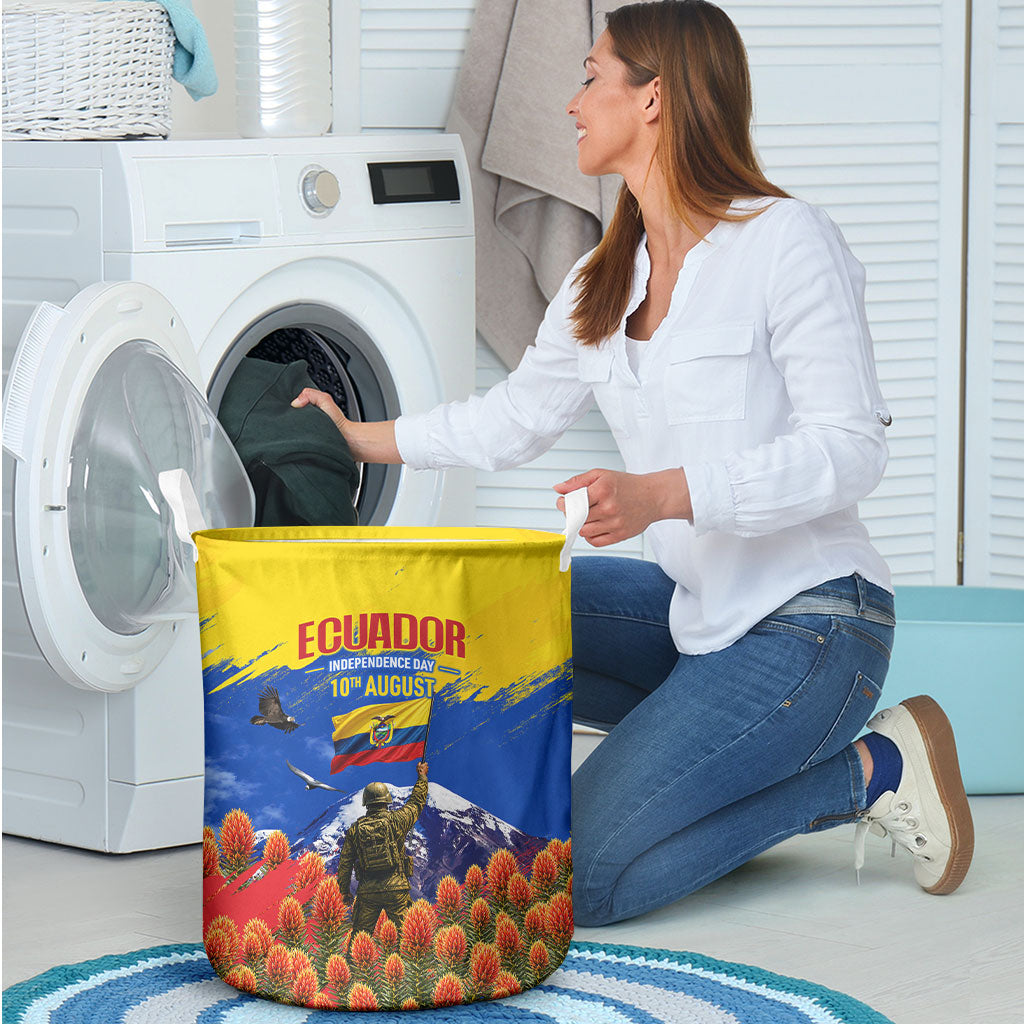 Ecuador Independence Day August 10 Laundry Basket Patriotic Heritage Virgin Statue And Soldier