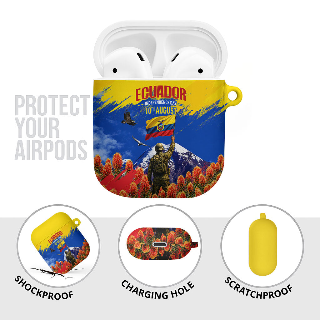 Ecuador Independence Day August 10 AirPods Case Patriotic Heritage Virgin Statue And Soldier