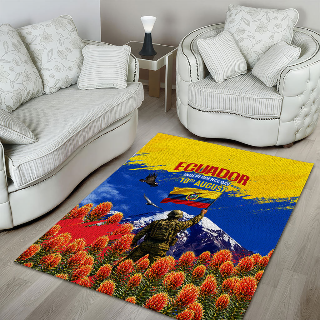 Ecuador Independence Day August 10 Area Rug Patriotic Heritage Virgin Statue And Soldier