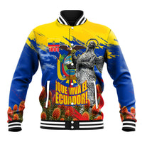 Ecuador Independence Day August 10 Baseball Jacket Patriotic Heritage Virgin Statue And Soldier
