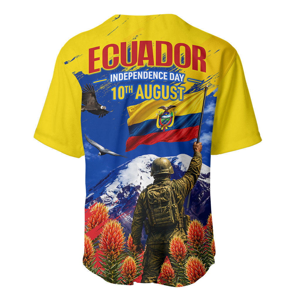 Ecuador Independence Day August 10 Baseball Jersey Patriotic Heritage Virgin Statue And Soldier