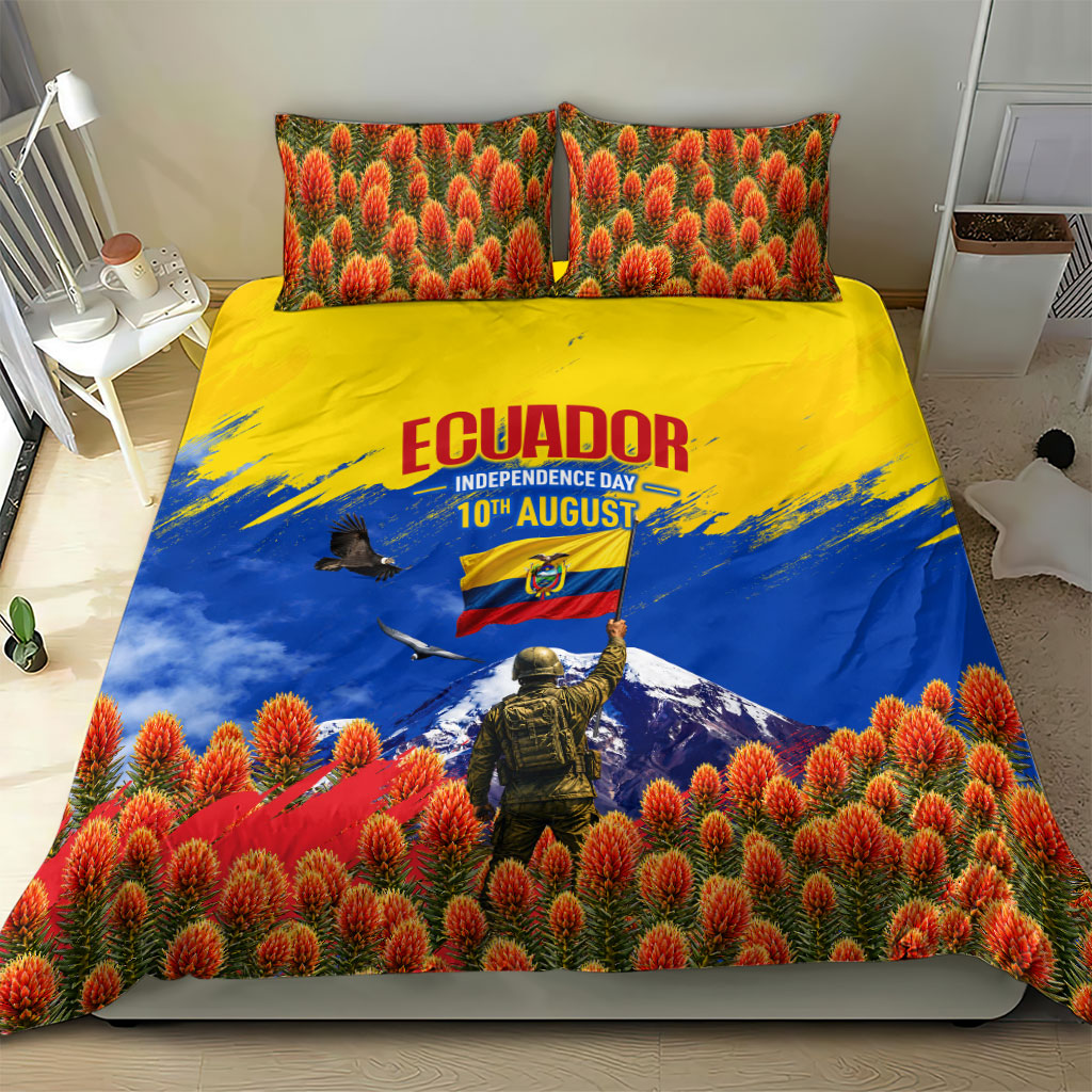 Ecuador Independence Day August 10 Bedding Set Patriotic Heritage Virgin Statue And Soldier