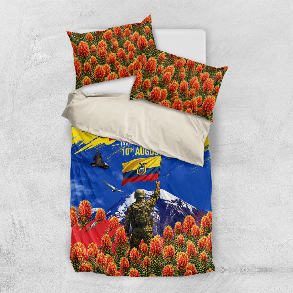 Ecuador Independence Day August 10 Bedding Set Patriotic Heritage Virgin Statue And Soldier