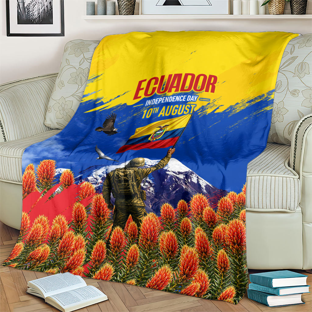Ecuador Independence Day August 10 Blanket Patriotic Heritage Virgin Statue And Soldier