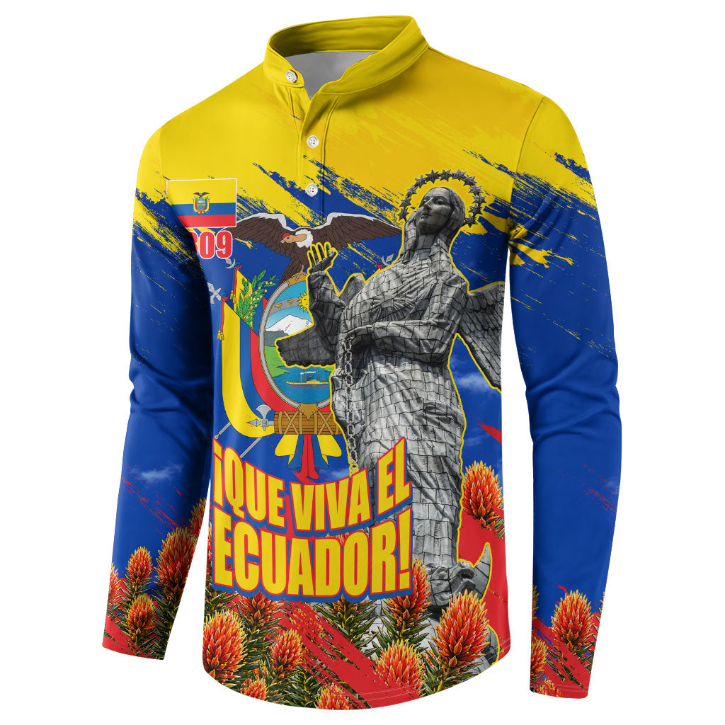 Ecuador Independence Day August 10 Button Sweatshirt Patriotic Heritage Virgin Statue And Soldier