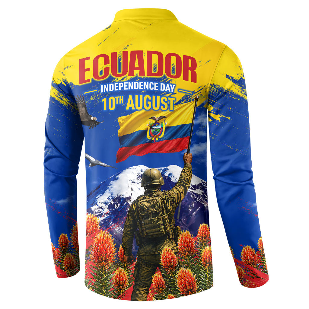Ecuador Independence Day August 10 Button Sweatshirt Patriotic Heritage Virgin Statue And Soldier