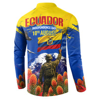 Ecuador Independence Day August 10 Button Sweatshirt Patriotic Heritage Virgin Statue And Soldier