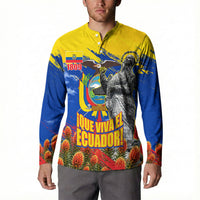 Ecuador Independence Day August 10 Button Sweatshirt Patriotic Heritage Virgin Statue And Soldier