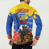 Ecuador Independence Day August 10 Button Sweatshirt Patriotic Heritage Virgin Statue And Soldier