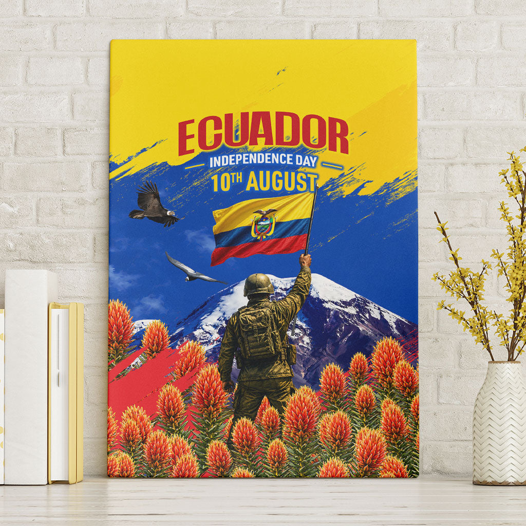Ecuador Independence Day August 10 Canvas Wall Art Patriotic Heritage Virgin Statue And Soldier