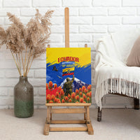 Ecuador Independence Day August 10 Canvas Wall Art Patriotic Heritage Virgin Statue And Soldier
