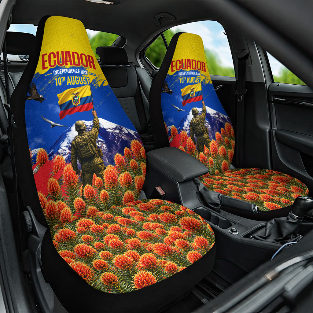 Ecuador Independence Day August 10 Car Seat Cover Patriotic Heritage Virgin Statue And Soldier