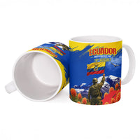 Ecuador Independence Day August 10 Ceramic Mug Patriotic Heritage Virgin Statue And Soldier