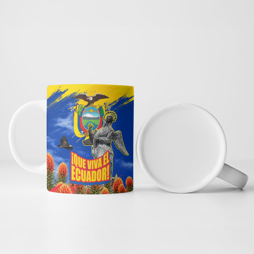 Ecuador Independence Day August 10 Ceramic Mug Patriotic Heritage Virgin Statue And Soldier
