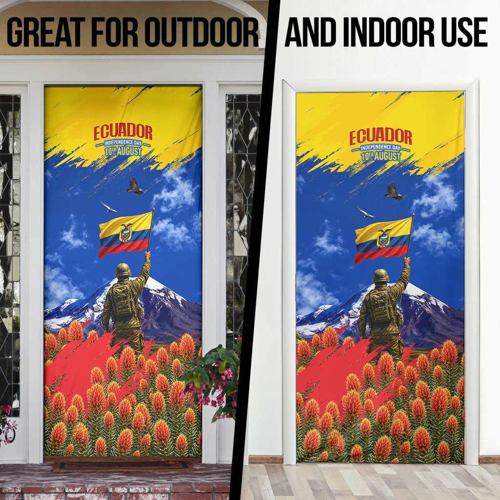 Ecuador Independence Day August 10 Door Cover Patriotic Heritage Virgin Statue And Soldier