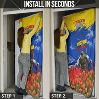 Ecuador Independence Day August 10 Door Cover Patriotic Heritage Virgin Statue And Soldier