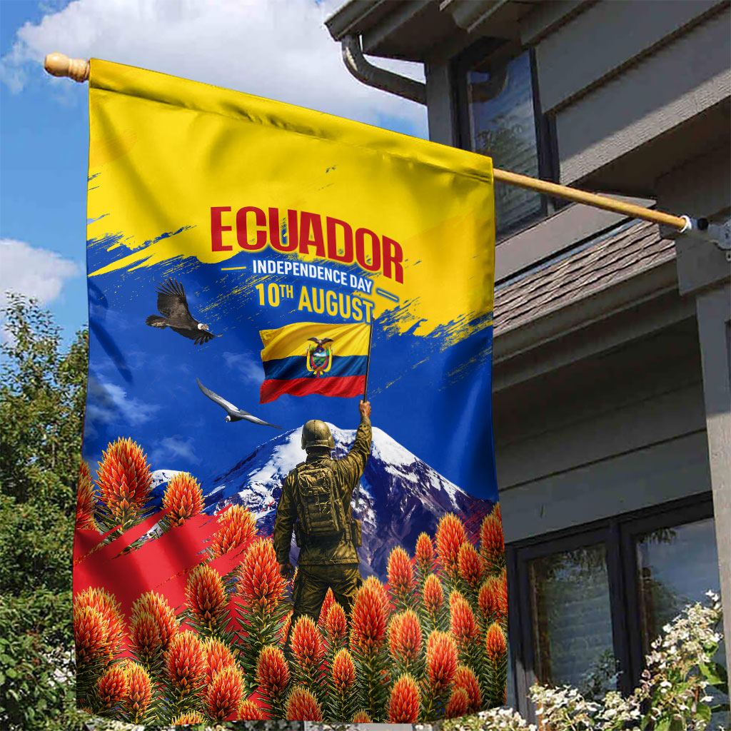 Ecuador Independence Day August 10 Garden Flag Patriotic Heritage Virgin Statue And Soldier