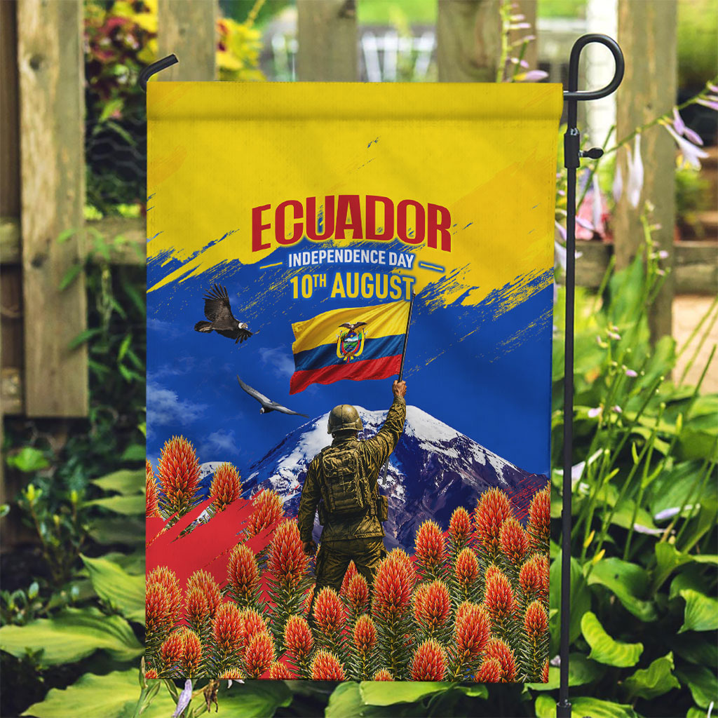 Ecuador Independence Day August 10 Garden Flag Patriotic Heritage Virgin Statue And Soldier