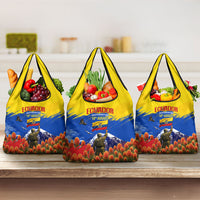Ecuador Independence Day August 10 Grocery Bag Patriotic Heritage Virgin Statue And Soldier