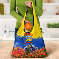 Ecuador Independence Day August 10 Grocery Bag Patriotic Heritage Virgin Statue And Soldier