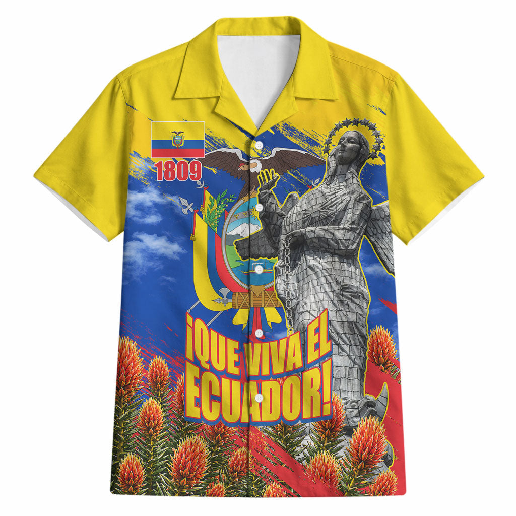 Ecuador Independence Day August 10 Hawaiian Shirt Patriotic Heritage Virgin Statue And Soldier