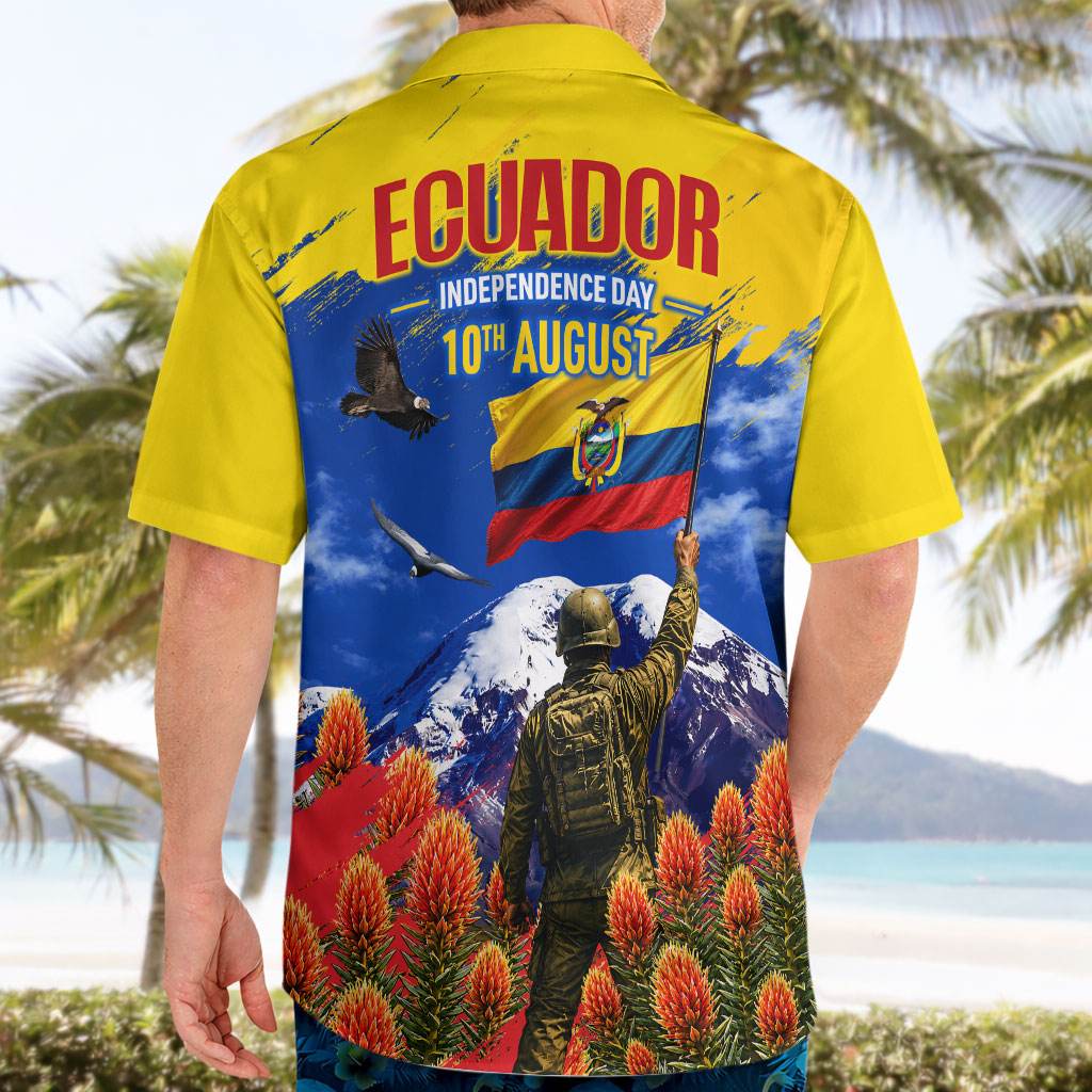 Ecuador Independence Day August 10 Hawaiian Shirt Patriotic Heritage Virgin Statue And Soldier