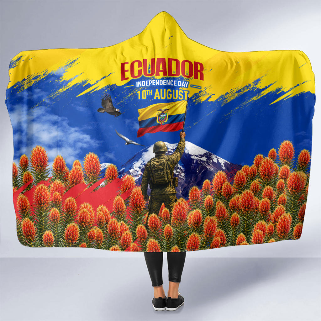 Ecuador Independence Day August 10 Hooded Blanket Patriotic Heritage Virgin Statue And Soldier