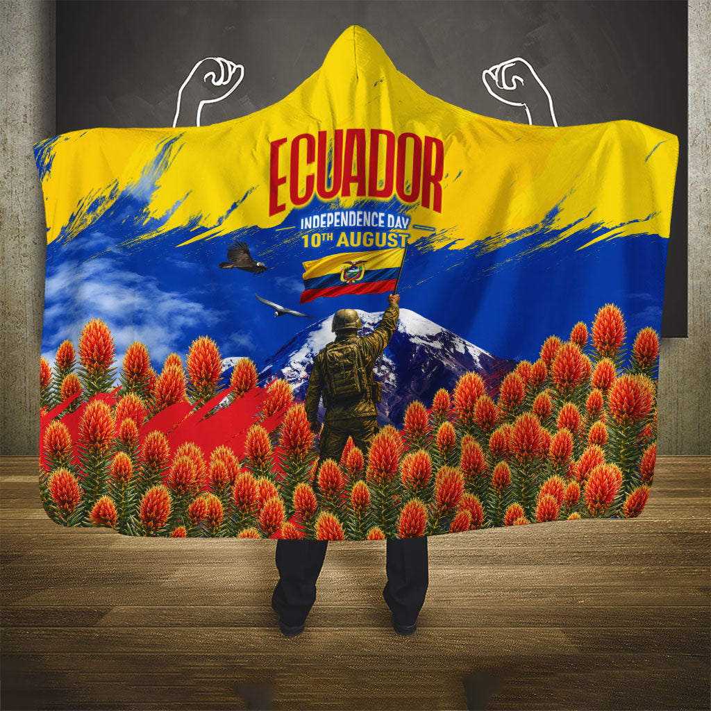 Ecuador Independence Day August 10 Hooded Blanket Patriotic Heritage Virgin Statue And Soldier