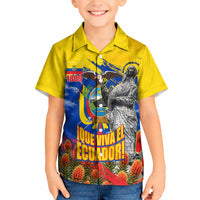 Ecuador Independence Day August 10 Kid Hawaiian Shirt Patriotic Heritage Virgin Statue And Soldier