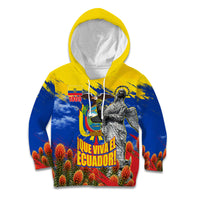 Ecuador Independence Day August 10 Kid Hoodie Patriotic Heritage Virgin Statue And Soldier