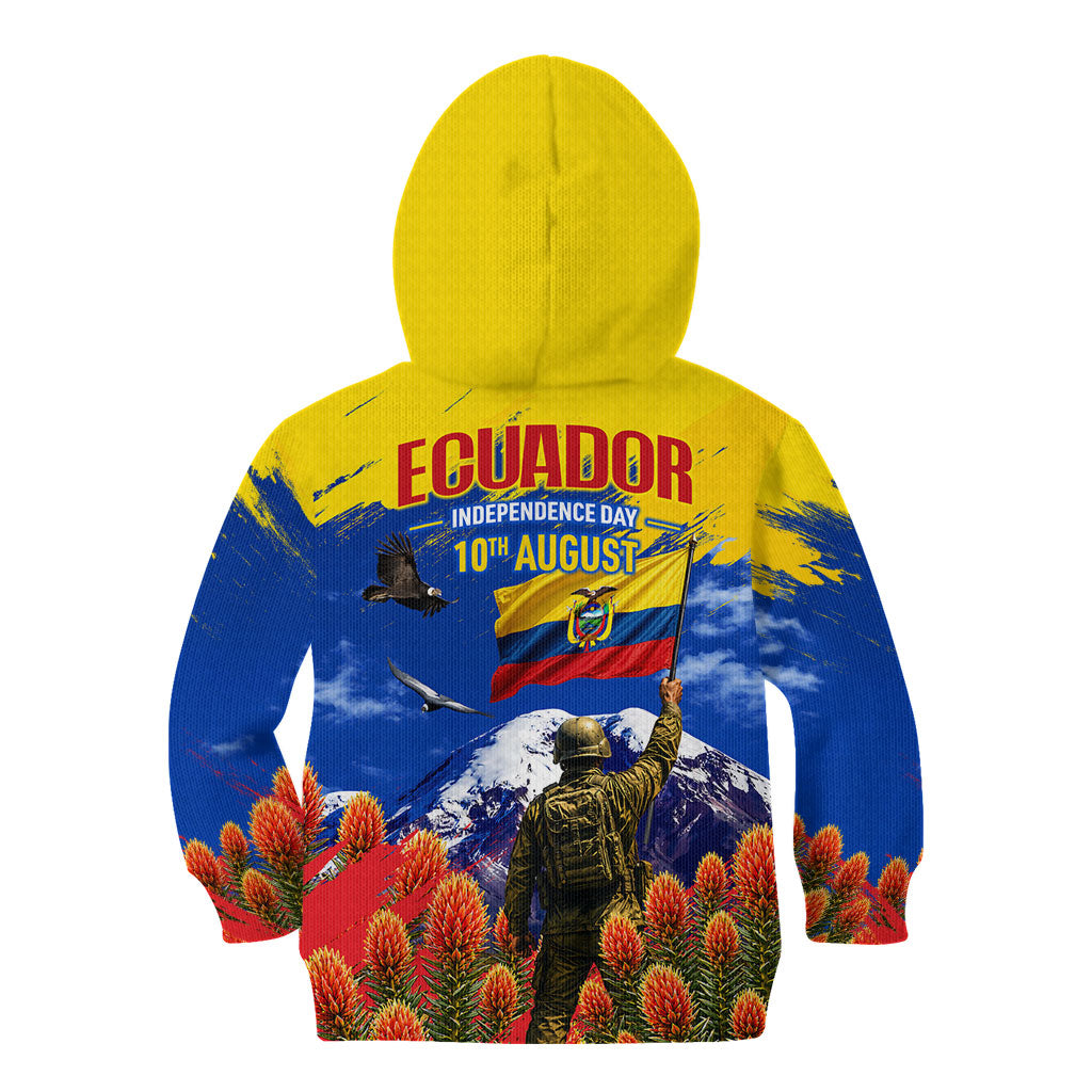 Ecuador Independence Day August 10 Kid Hoodie Patriotic Heritage Virgin Statue And Soldier