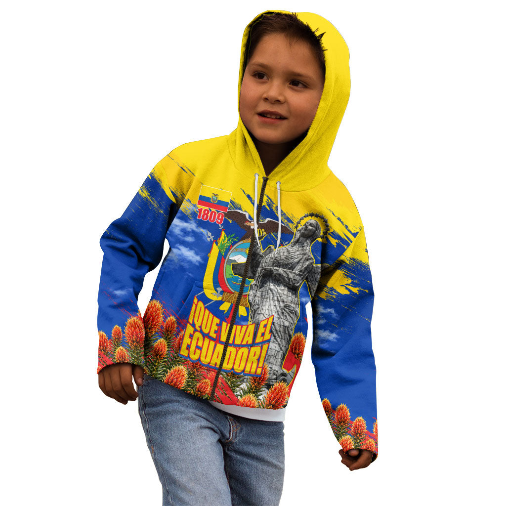 Ecuador Independence Day August 10 Kid Hoodie Patriotic Heritage Virgin Statue And Soldier