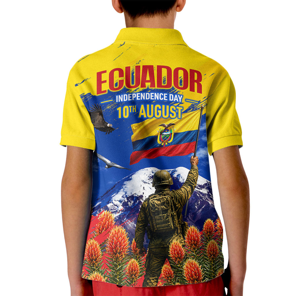 Ecuador Independence Day August 10 Kid Polo Shirt Patriotic Heritage Virgin Statue And Soldier